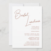 Terracotta Whimsical Script Chique Bridal Luncheon Kaart (Voorkant)