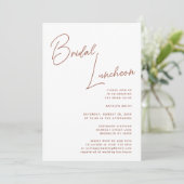 Terracotta Whimsical Script Chique Bridal Luncheon Kaart (Staand voorkant)
