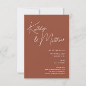 Terracotta Whimsical Script Minimalistisch Modern Save The Date (Voorkant)
