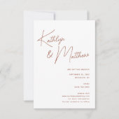 Terracotta Whimsical Script Minimalistisch Modern Save The Date (Voorkant)