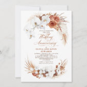 Terracotta White Flower Boho Wedding Jubileum Kaart (Voorkant)