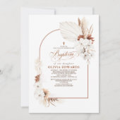 Terracotta White Flowers Boho Chic Baptism Kaart (Voorkant)