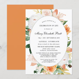 Terracotta White Pink Floral Celebration of Life I Kaart