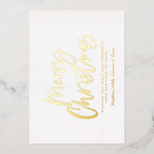 terracotta white script verrijkt kerstnon foto folie feestdagenkaart (Voorkant)