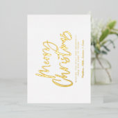 terracotta white script verrijkt kerstnon foto folie feestdagenkaart (Staand Voorkant)