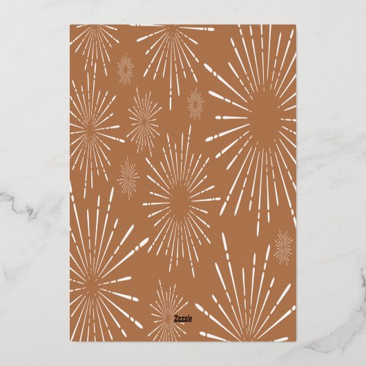 terracotta white script verrijkt kerstnon foto folie feestdagenkaart (Achterkant)