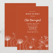 Terracotta White Wildbloemen Brunch en Bubble Kaart (Voorkant / Achterkant)