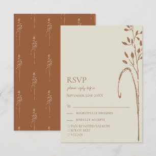 Terracotta & Wild Grass Earth Tone Wedding RSVP Kaartje