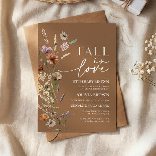 Terracotta-wildbloem-babyfeestje 'Fall in Love' Kaart