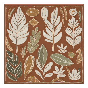 Terracotta-wildbloem Boho-rustieke lente-muurkunst Perfect Poster