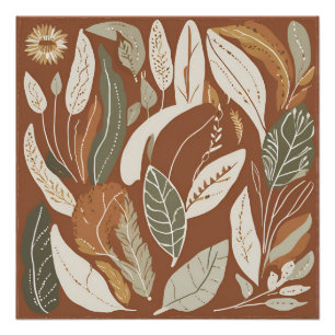 Terracotta-wildbloem Boho-rustieke lente-muurkunst Perfect Poster