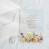 Terracotta Wilde Bloem Boho Herfst Bruiloft Acryl Uitnodigingen