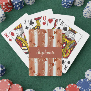 Terracotta Wilde Bloem Monogram Naam Boho Pokerkaarten
