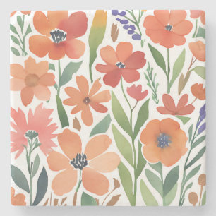 Terracotta Wilde Bloem Rustieke Boho Drink Accesso Stenen Onderzetter