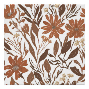 Terracotta Wilde Bloem Rustieke Boho Muurkunst Perfect Poster