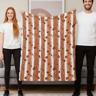 Terracotta-wilde-bloem-verticale-streep-boho-patro Fleece Deken
