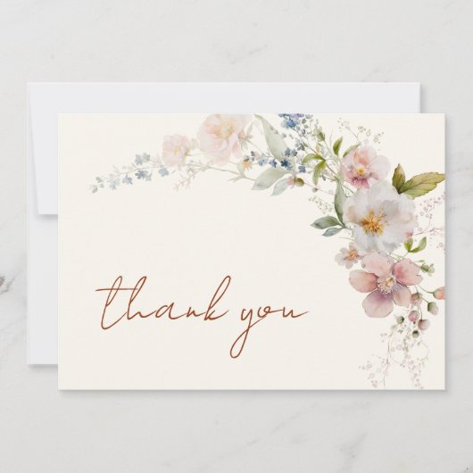 Terracotta Wildflower Baby shower Bedankkaart (Voorkant)