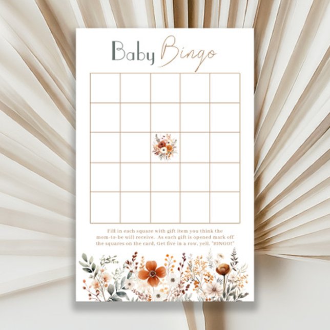 Terracotta Wildflower Baby shower Bingo (Creator heeft geüpload)