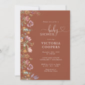 Terracotta Wildflower Baby shower Invitation Save The Date (Voorkant)
