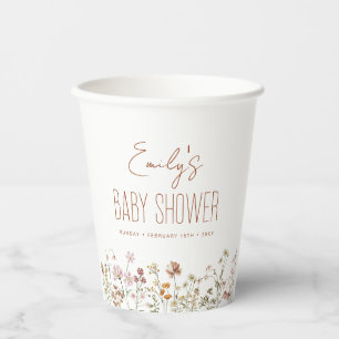 Terracotta Wildflower Boho Baby shower in Bloom Papieren Bekers