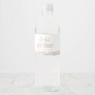 Terracotta Wildflower Boho Baby shower in Bloom Waterfles Etiket