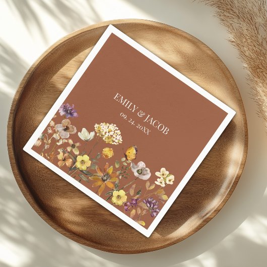 Terracotta Wildflower Boho bruiloft servetten