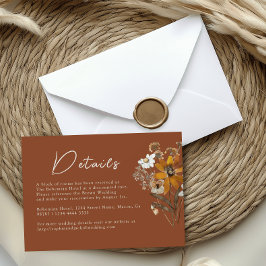 Terracotta Wildflower Boho Fall Wedding Details Informatiekaartje