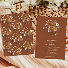 Terracotta Wildflower Boho Fall Wedding Kaart