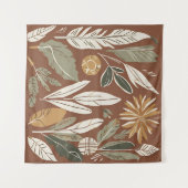 Terracotta Wildflower Boho Rustieke Eclectische Mu Wandkleed (Voorkant (horizontaal))