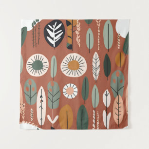 Terracotta Wildflower Boho Rustieke Eclectische Mu Wandkleed