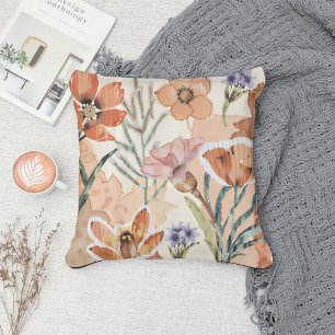 Terracotta Wildflower Boho Rustieke Lente Accent Kussen