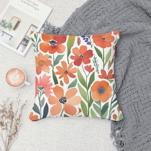 Terracotta Wildflower Boho Rustieke Lente Accent Kussen