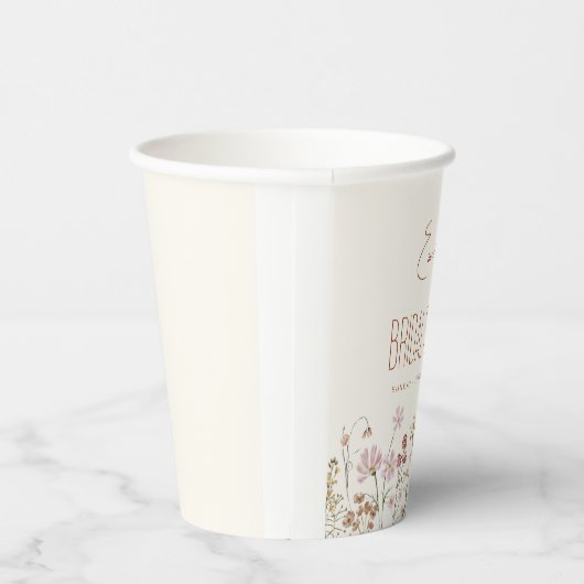 Terracotta Wildflower Boho Vrijgezellenfeest in Bl Papieren Bekers (Rechts)
