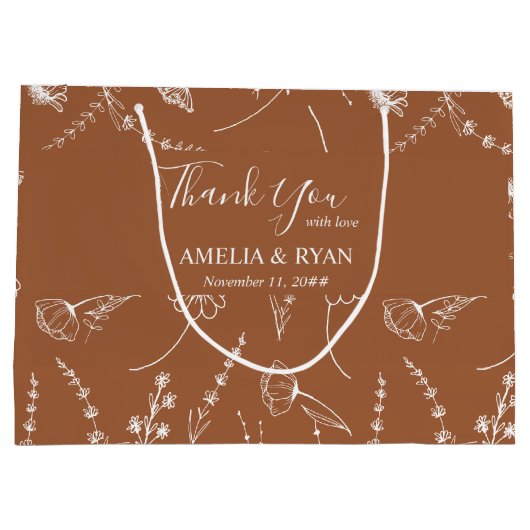 Terracotta Wildflower Bridal Party Dank u Groot Cadeauzakje (Achterkant)