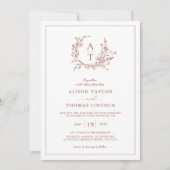 Terracotta Wildflower Crest Monogram Weddenschap Kaart (Voorkant)