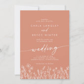 Terracotta Wildflower Front and Back Wedding Kaart (Voorkant)