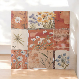 Terracotta Wildflower Patchwork Rustiek Boho Sprin Tegeltje