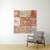 Terracotta Wildflower Patchwork Rustiek Boho Sprin Wandkleed (In situ)