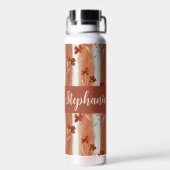 Terracotta Wildflower Personalized Name Boho Waterfles (Achterkant)