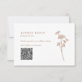 Terracotta Wildflower QR Code Bruiloft RSVP Kaartje (Voorkant)