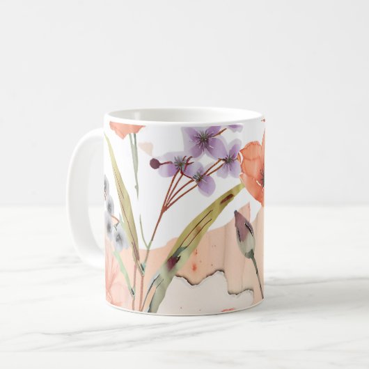 Terracotta Wildflower Rustic Boho Drinkware Koffiemok (Voorkant links)