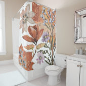Terracotta Wildflower Rustiek Boho Badkamer Decor Douchegordijn (In situ)