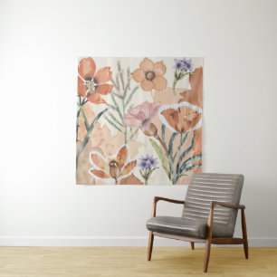 Terracotta Wildflower Rustiek Boho Muur Hangen Wandkleed