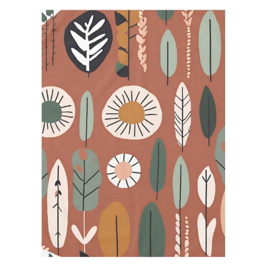 Terracotta Wildflower Rustiek Boho Spring Decor Tafelkleed (Voorkant)