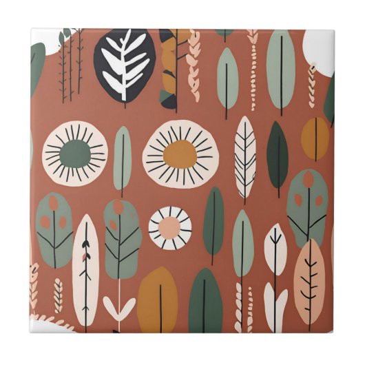 Terracotta Wildflower Rustiek Boho Spring Decor Tegeltje (Voorkant)