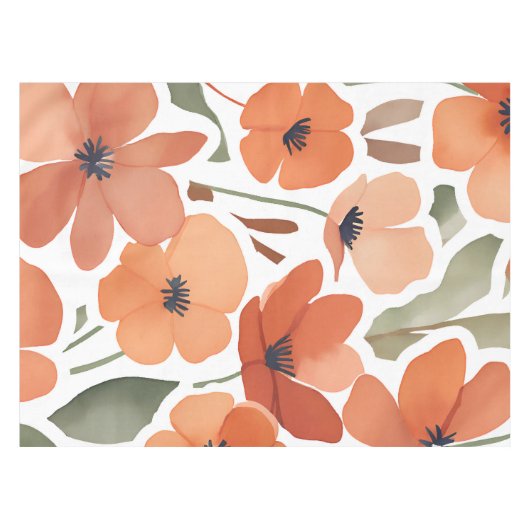 Terracotta Wildflower Rustiek Boho Tafeldecor Tafelkleed (Voorkant (Horizontaal))