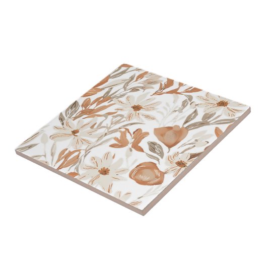 Terracotta Wildflower Rustiek Boho Wall Accent Tegeltje (Zijkant)