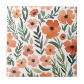 Terracotta Wildflower Rustiek Boho Wall Accent Tegeltje (Voorkant)