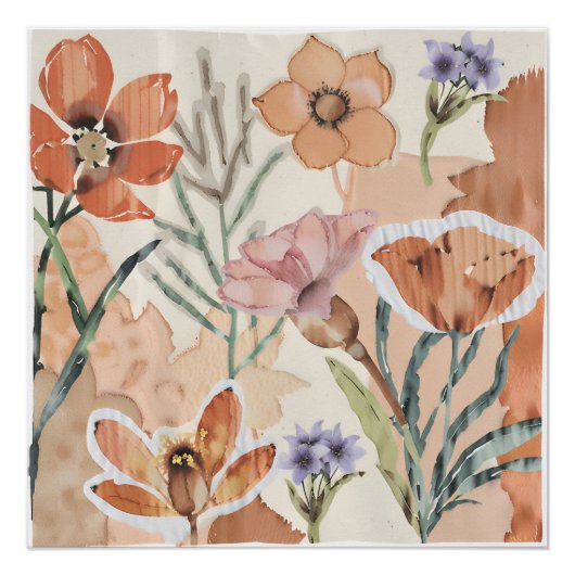 Terracotta Wildflower Rustieke Boho Wall Art Perfect Poster (Voorkant)