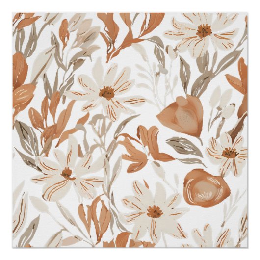 Terracotta Wildflower Rustieke Boho Wall Art Perfect Poster (Voorkant)